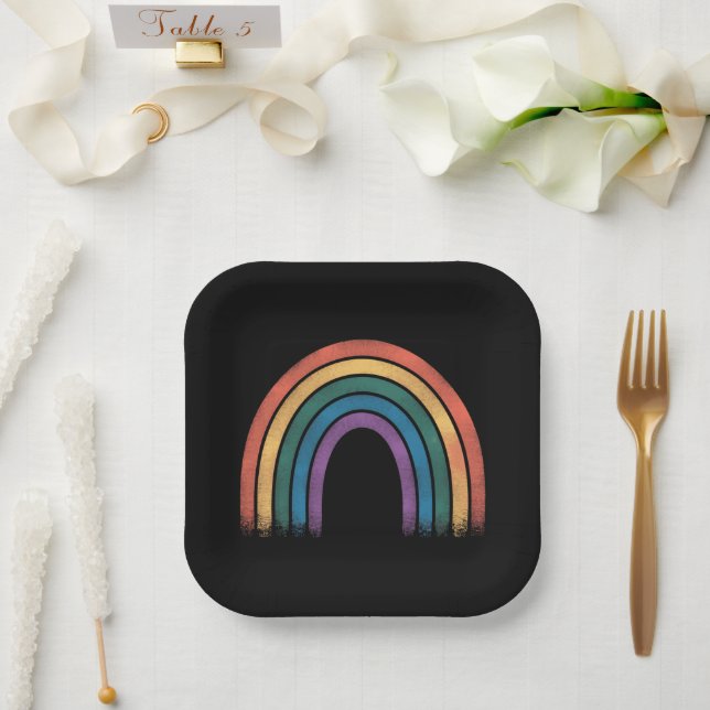 LGBTQ Rainbow Flag Gay Pride LGBT Awareness Allied Pappteller (Hochzeit)
