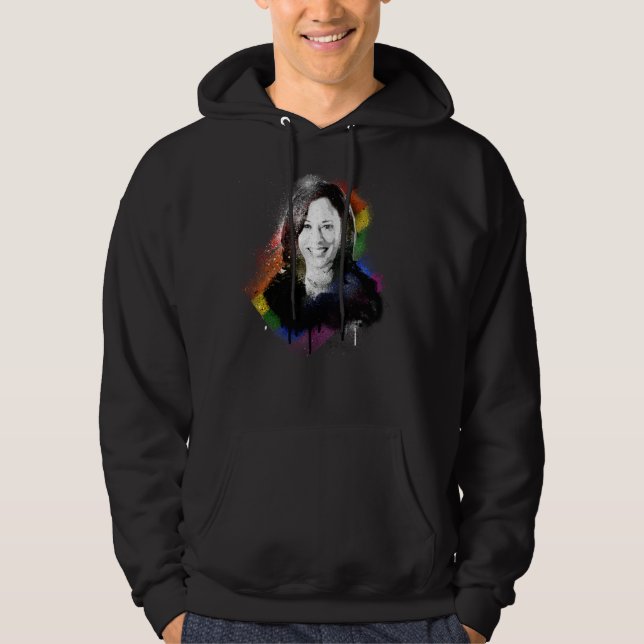 LGBTQ Rainbow Kamala Harris Spray Paint Pride Hoodie (Vorderseite)
