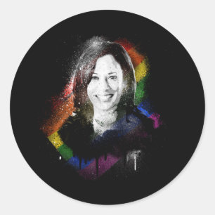 LGBTQ Rainbow Kamala Harris Spray Paint Pride Runder Aufkleber