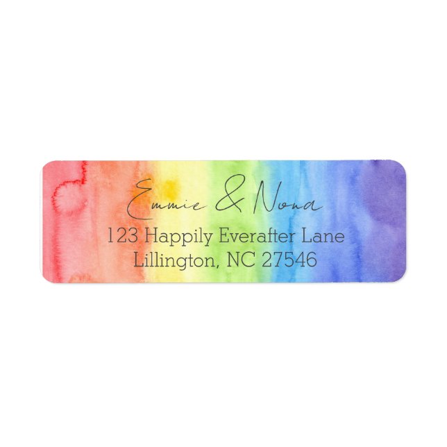 LGBTQ Rainbow Watercolor Rücksendeadresse (Vorne)