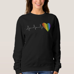 Lgbtq Regenbogen Herz Herzschlag Ekg Gay Pride Her Sweatshirt