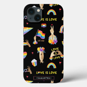 LGBTQ Regenbogen-Stolz-Muster   Monogramm Case-Mate iPhone Hülle