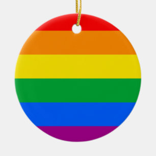 LGBTQ+ Regenbogen-Stolzflagge Keramik Ornament