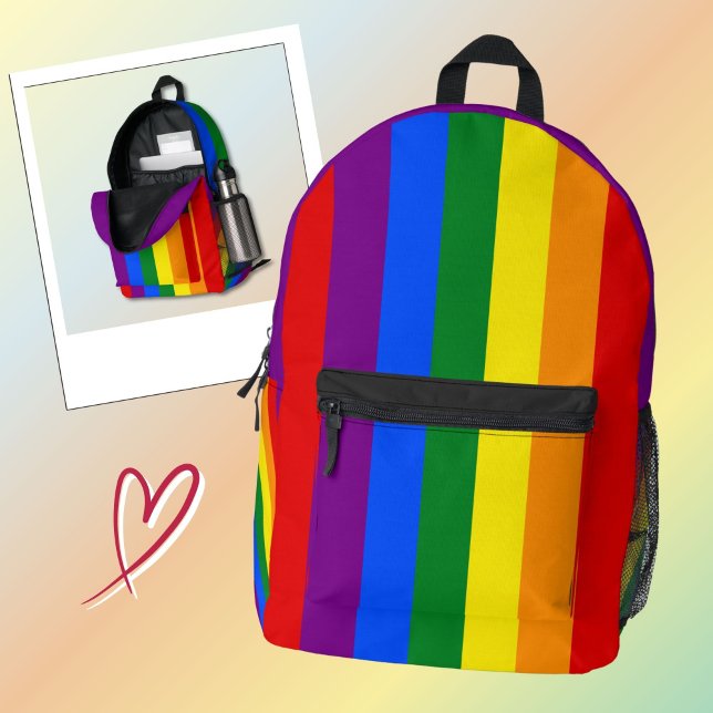 LGBTQ+-Regenbogenfarbenstreifen für den Monat der  Bedruckter Rucksack (Von Creator hochgeladen)