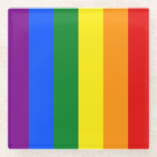 LGBTQ+-Regenbogenfarbenstreifen für den Monat der Glasuntersetzer