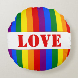 LGBTQ+-Regenbogenfarbenstreifen für den Monat der Rundes Kissen