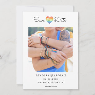 LGBTQ Regenbogenherz Save the Date mit Foto