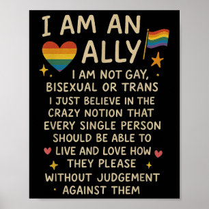 LGBTQ Retro Ich bin ein Verbündeter Ich bin nicht Poster