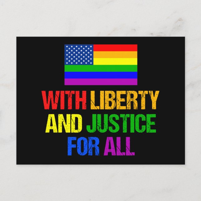 LGBTQ Rights Rainbow American Flag Gay Pride Black Postkarte (Vorderseite)