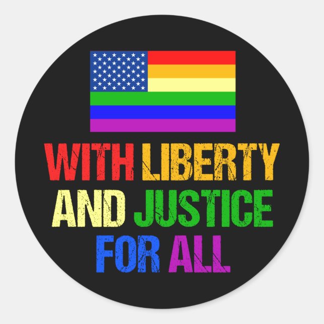 LGBTQ Rights Rainbow American Flag Gay Pride Runder Aufkleber (Vorderseite)