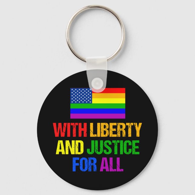 LGBTQ Rights Rainbow American Flag Gay Pride Schlüsselanhänger (Vorderseite)