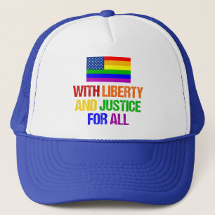 LGBTQ Rights Rainbow American Flag Gay Pride Truckerkappe
