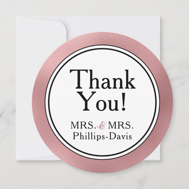 LGBTQ Rose Gold Modern Merci Note Invitation (Devant)