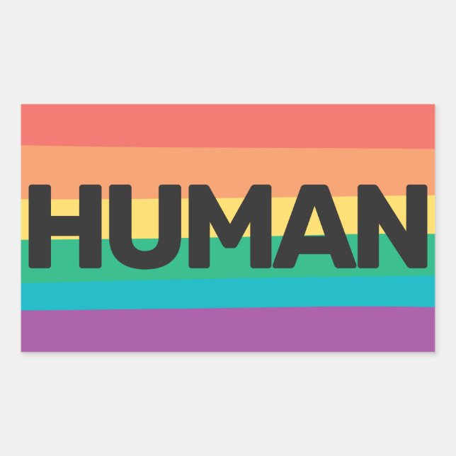LGBTQ-Stolz Flaggen des menschlichen Regenbogens Rechteckiger Aufkleber (Vorderseite)