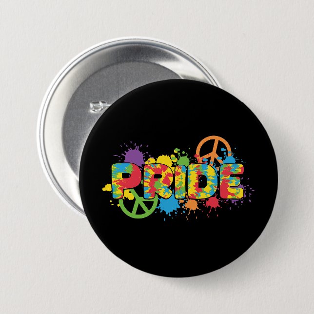 LGBTQ - Stolz - Rainbow Colors Paint Splashes Button (Vorne & Hinten)