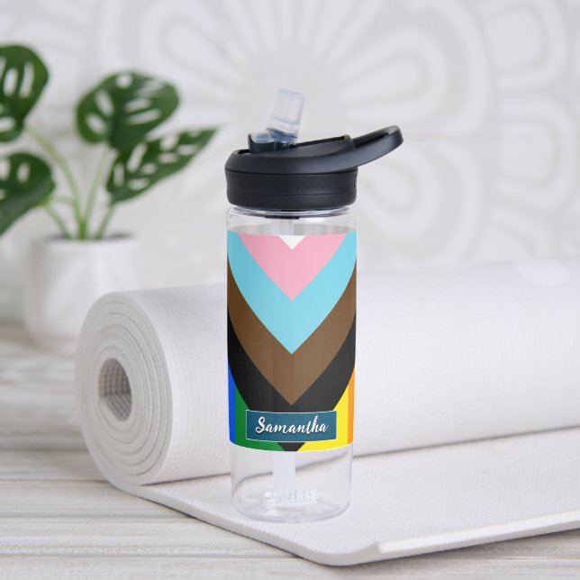LGBTQ & Stolz - Regenbogen-Progress-Flag, Individu Trinkflasche (Yoga)