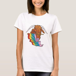 LGBTQ-Stolzziege mit T - Shirt der Regenbogenflagg