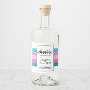 LGBTQ Trans Chic Modern White Wedding Glitzer Alkoholflaschenetikett