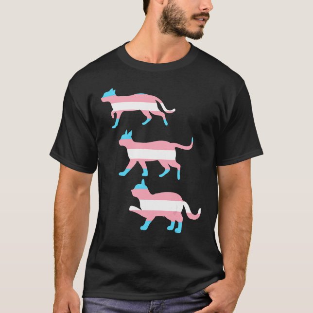 Lgbtq Trans Pride Month Cat Eigentümer Que Transge T-Shirt (Vorderseite)