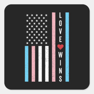 LGBTQ Transgender Pride Liebe gewinnt amerikanisch Quadratischer Aufkleber