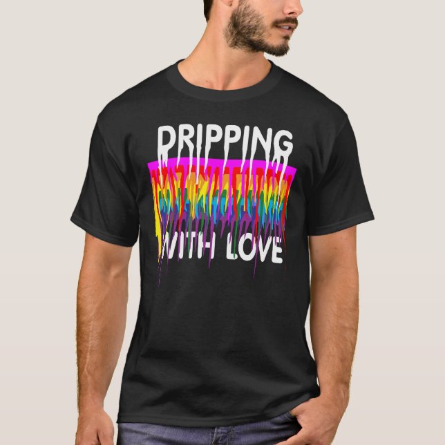 LGBTQ tropfen mit LIEBE. T-Shirt (Vorderseite)