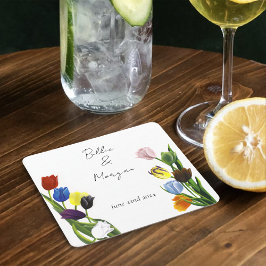 LGBTQ und Tulips-Blume Rechteckiger Pappuntersetzer