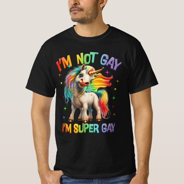 LGBTQ Unicorn Super Gay Pride LGBT Ally Rainbow Fl T-Shirt (Vorderseite)