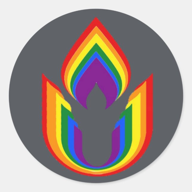 LGBTQ Unitarian Universalism flaming chalice Runder Aufkleber (Vorderseite)