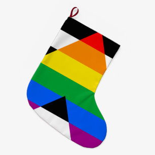 LGBTQ+ Unterstützerflagge Großer Weihnachtsstrumpf