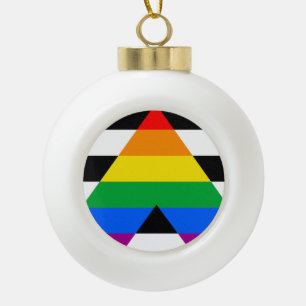 LGBTQ+ Unterstützerflagge Keramik Kugel-Ornament