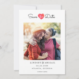 LGBTQ Wasserfarbenherz Save the Date mit Foto