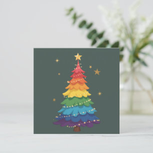 LGBTQ-Weihnachtsbaum-Regenbogen-Feiertags-Festlich Feiertagskarte