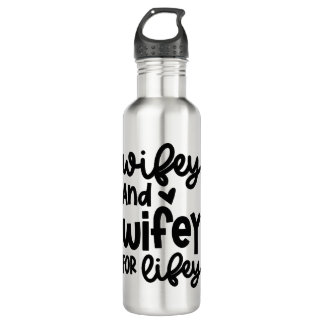 LGBTQ Wifey And Wifey For Lifey Custom Initials  Edelstahlflasche