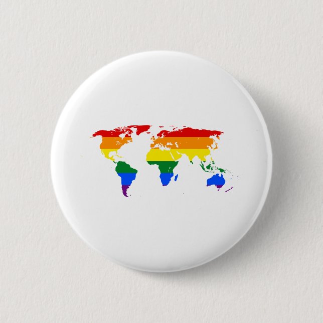 LGBTQ World Map Rainbow Button (Vorderseite)
