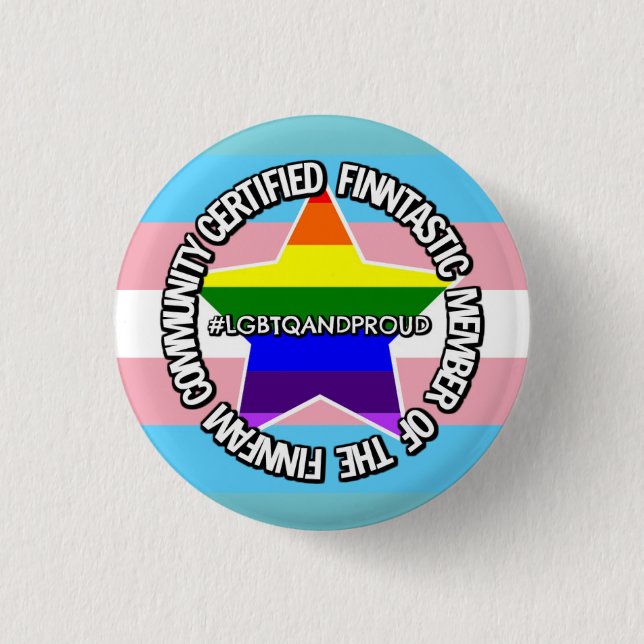 (LGBTQ) zertifiziertes FinnFam-Abzeichen Button (Vorderseite)