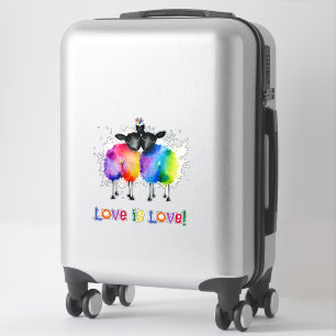LGBTQ Zwei Regenbogenschafe Love Is Love  Aufkleber