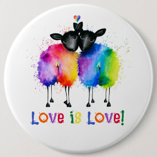 LGBTQ Zwei Regenbogenschafe Love Is Love Button