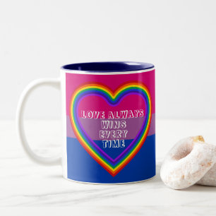 LGBTQAI Bisexuelles Flag mit Text Zweifarbige Tasse