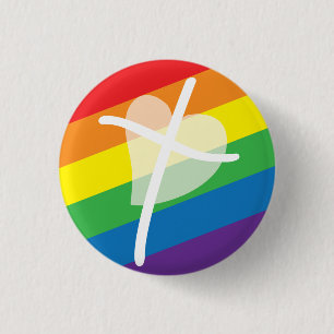 LGBTQI Christlich Allied Begrüßung Kirchengott ist Button