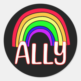LGBTQIA+ Allegie | Niedlicher Rainbow Support Prix Runder Aufkleber