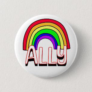 LGBTQIA+ Allegie Niedlicher Regenbogen und Herzs Button