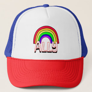 LGBTQIA+ Allegie   Niedlicher Regenbogen und Herzs Truckerkappe