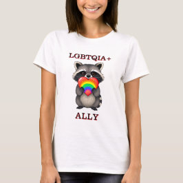 LGBTQIA+ Allegie | Raccoon mit Regenbogenherz T-Shirt