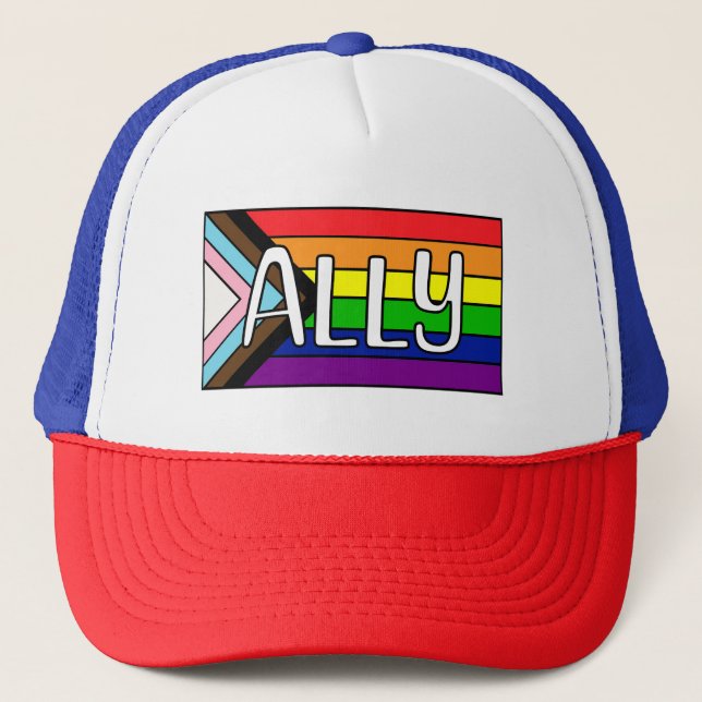 LGBTQIA+ Allegie | Regenbogenflagge Truckerkappe (Vorderseite)
