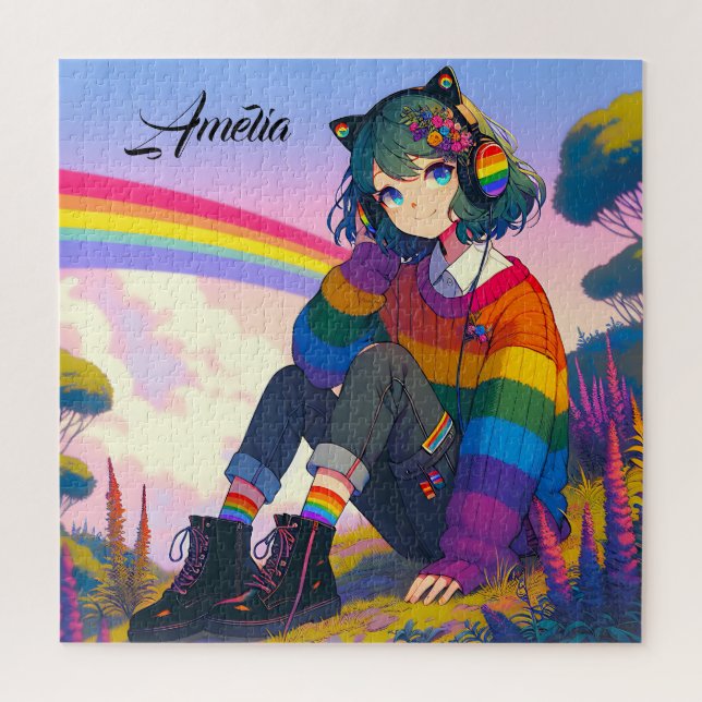 LGBTQIA+ Anime-Girl Lesbischer Stolz (Vertikal)