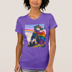 LGBTQIA+ Anime-Mädchen Lesben-Stolz  T-Shirt