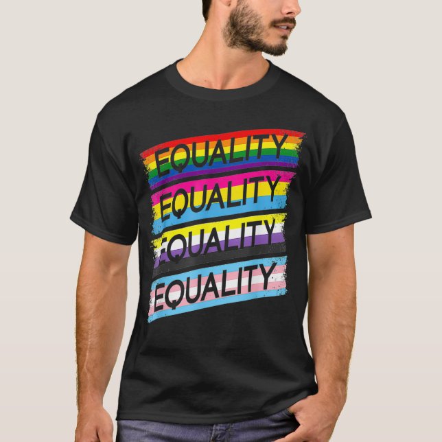 LGBTQIA Equality Trans Flag Non Binary Pan Gay Pri T-Shirt (Vorderseite)