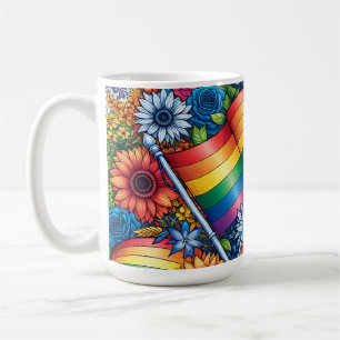 LGBTQIA+-Fahnen, Regenbögen, Blume Kaffeetasse
