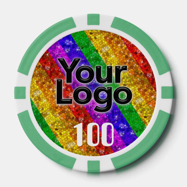 LGBTQIA Gay Pride Flag Glitzer Regenbogenstreifen Pokerchips (Vorderseite)