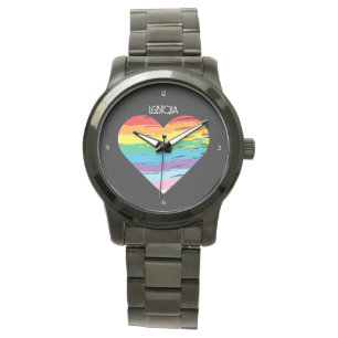 LGBTQIA HERZ, Liebe mit Regenbogen Armbanduhr